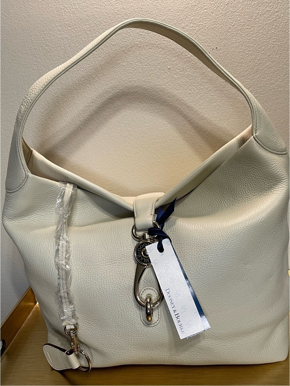 Dooney & Bourke Pebbled Leather Hobo Bag Cream
